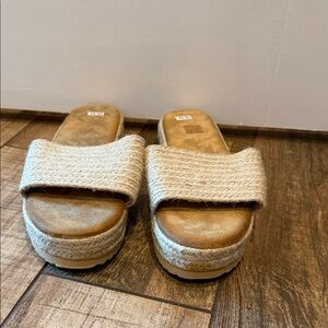 SHEIN Cream Espadrille Platform Slides
